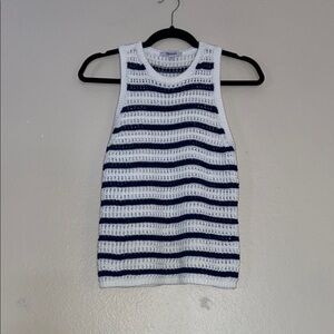 Madewell Crochet Knit Crewneck Sweater Tank, Bright Ivory, Size Small